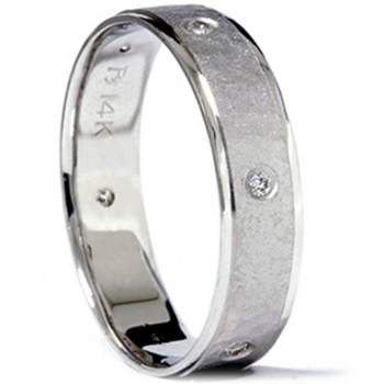 Pompeii3 Diamond Hammered Comfort Fit Wedding Ring 14K White Gold Band 5mm 1/5 Ct