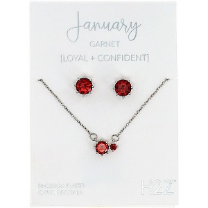 Pavilion Gift Company - January Garnet - 16.5"-18.5" Birthstone Jewelry Gift Set - Necklaces - 1 of 4