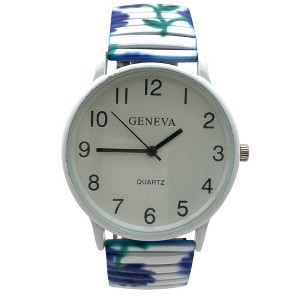 Olivia Pratt Big Dial Easy Reader Watch Abstract Elastic Stretch Band Wristwatch Women Watch - 1 of 3