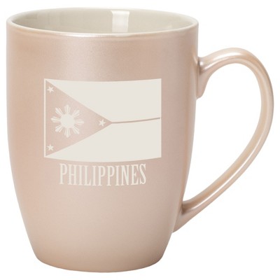 Elanze Designs Philippines Flag 10 Ounce Ceramic Laser-Etched Engraved Drinkware Mug, Metallic Precious Pearl
