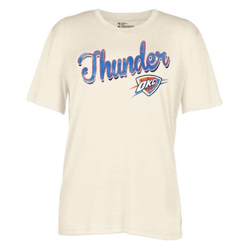 LADIES OKLAHOMA CITY THUNDER '47 BRAND CENTER STAGE CROPPED T-SHIRT