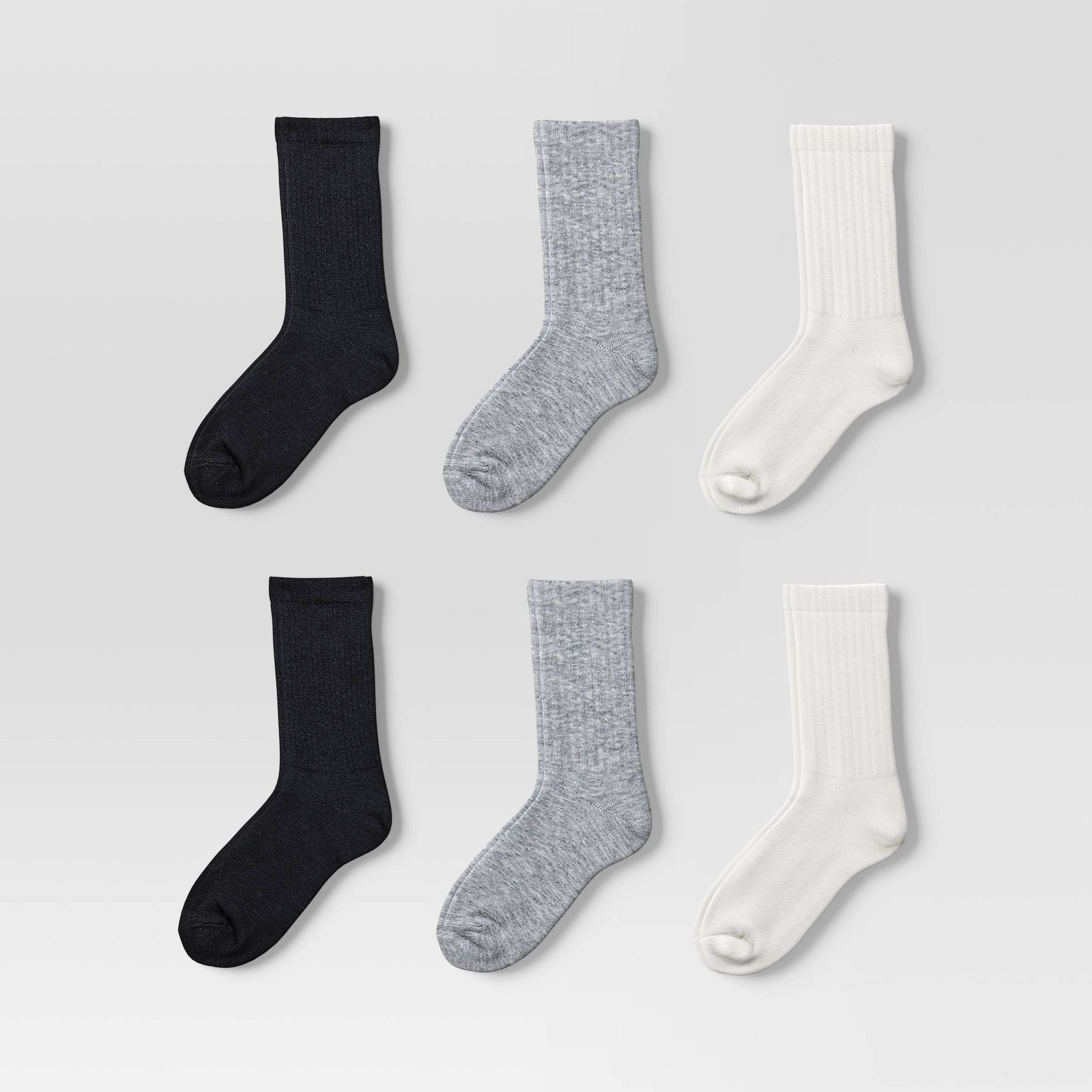 Women's Ribbed 5pk Crew Socks -  Dealworthy™ White/Heather Gray/Black 4-10