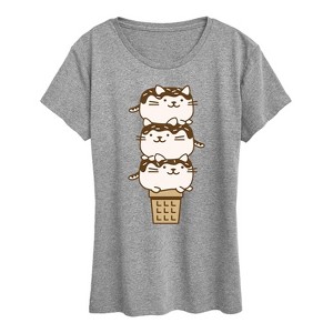 Women's - Instant Message - Kawaii Ice Cream Cats Short Sleeve Graphic T-Shirt - 1 of 4