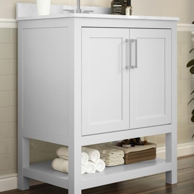 36 Contemporary Bathroom Vanity With Top Sink, 2 Soft Close Doors, And 6  Drawers, Gray - Modernluxe : Target