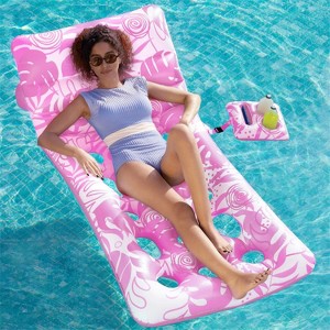 Joyfy Pool Floats with Adjustable Backrest, Inflatable Pool Lounge Chairs, Adult Pool Floaties Raft Chair with Cup Holders for Lake Beach Pool Party - 1 of 4