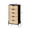 Modern Rattan 5 Drawers Dresser, Double Dresser for Bedroom, Chest of Drawers Closet Organizers and Storage Clothes - 2 of 4