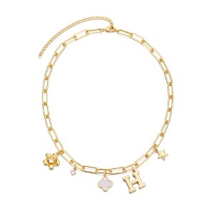 Adornia 14k Yellow Gold Plated Initial Chunky Charm Necklace - 1 of 1