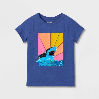 Girls' Flip Sequin Short Sleeve T-Shirt - Cat & Jack™ Blue
