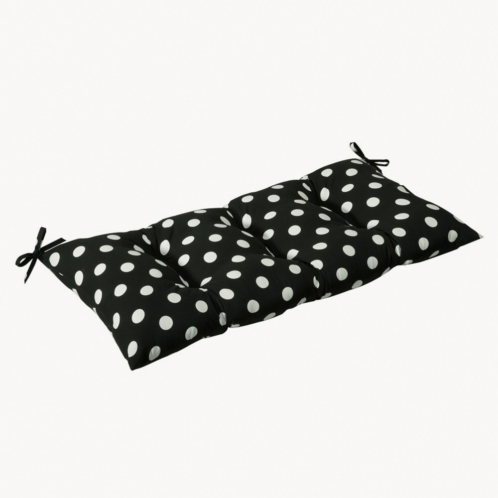 UPC 751379386515 product image for Outdoor Tufted Bench/Loveseat/Swing Cushion - Black/White Polka Dot - Pillow Per | upcitemdb.com