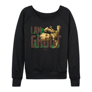 Women's - Marvel - Guardians of the Galaxy I Am Groot Lightweight French Terry Wide Neck Long Sleeve Shirt - 1 of 4