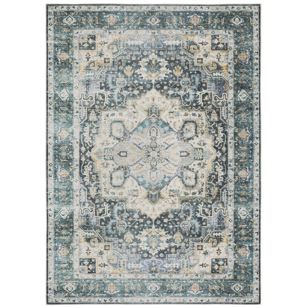 Photos - Area Rug 2'x3' Colette Washable Center Medallion Indoor  Blue/Ivory - Capti