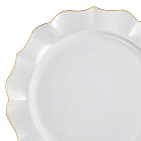 Smarty Had A Party 7.5" Clear With Gold Rim Round Lotus Disposable Plastic Salad Plates : Target