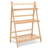 Tangkula Folding Flower Display Bamboo Garden 3Tier Plant Shelf - 3 of 4