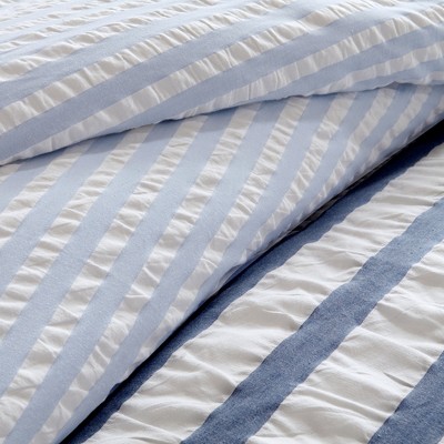 Sutton Blue Cotton Reversible Full Comforter Set