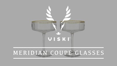 Gold Rimmed Crystal Coupe Cocktail Glasses, Set of 2