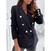 Coolmee Women's Casual Blazer Jacket Gold Button Long Sleeve Work 0ffice Blazer Lapel Open Front Jacket - 2 of 4