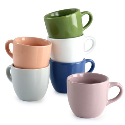 Colorful Stoneware Espresso Cup Set with Matching Saucers