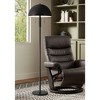 360 Lighting Rhys Mid Century Modern 62" Tall Standing Floor Lamp Skinny Pole Pull Chain Black Metal Living Room Bedroom House Mushroom Dome Shade - 2 of 4