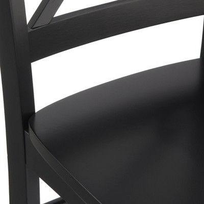 Black Rubberwood Cross Back Upholstered Side Chair Set