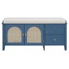 VYNXARIA Storage Bench,Vintage Shoe Bench with Storage and Cushion,Shoe Bench with 2 Drawers and 2 Rattan Door for Entryway,Bedroom - 4 of 4