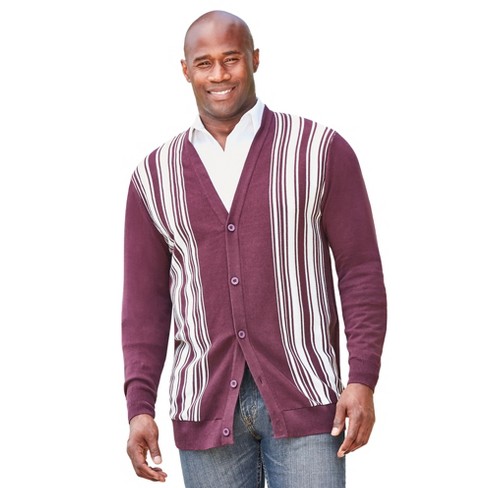 Kingsize Men's Big & Tall Lightweight Striped Cardigan Sweater - L, Red :  Target