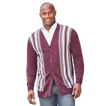 KingSize Men's Big & Tall Lightweight Striped Cardigan Sweater