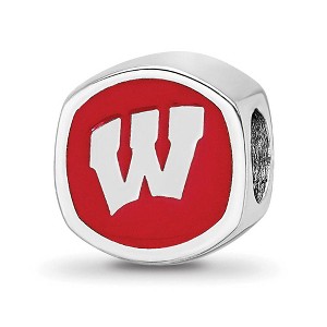 Black Bow Jewelry Sterling Silver Wisconsin Badgers NCAA Bead Charm - 1 of 4