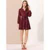Allegra K Women's Floral Print Button Front Puff Sleeve Tie Waist Shirt Dress - 2 of 4
