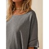 Imily Bela Womens Oversized Casual Summer Crew Neck Loose Dropped Short Sleeve Side Slit Hem Tunic Blouse Light - 3 of 4