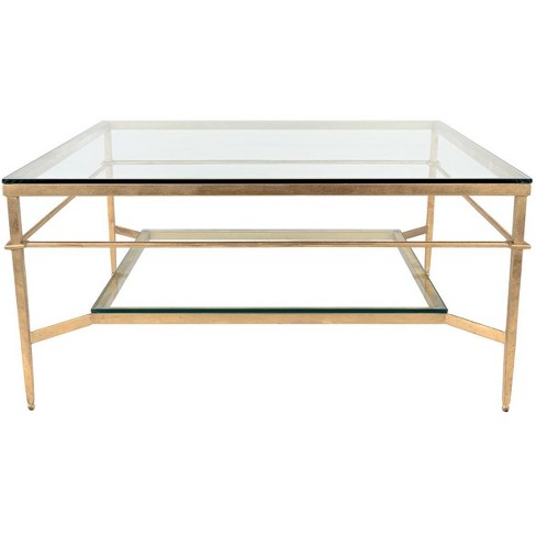 Gold glass deals coffee table square