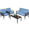 Tangkula 4-Piece Outdoor Aluminum Patio Conversation Set Cushioned Sofa Chair with Coffee Table - 4 of 4