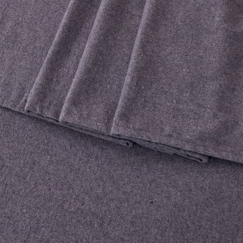 Cotton Blend Heathered Solid Flannel Sheet Set - Great Bay Home, 5 of 7
