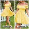EXLURA Women's 2025 Summer Short Puff Sleeve Casual Short Mini Dresses Tie Back Square Neck A-Line Sundress - 4 of 4