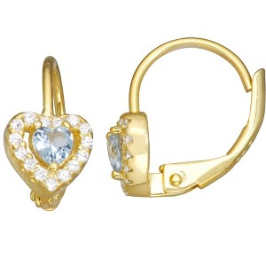 Junior Jewels 14K Gold Over Sterling Silver Children's Birthstone Leverback Earrings - 1 of 2