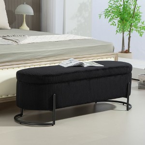 NicBex Bedroom End Bench with Black Legs Velvet Storage Ottoman with Safety Hinge Entryway Padded Footstool for Living Room, Entryway - 1 of 4