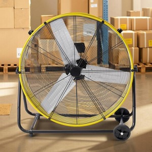 AMERLIFE Industrial Drum Fan, High Velocity Metal Floor Fan with Wheels, 3 Speeds for Garage, Warehouse, Workshop, Factory - 1 of 4