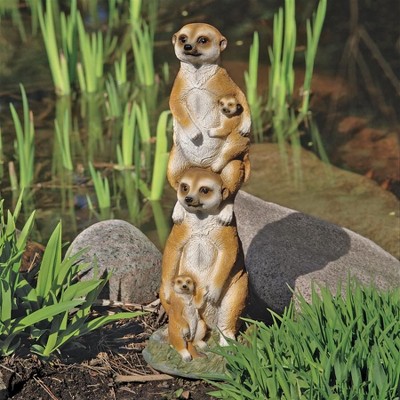 Hand-Painted Resin Meerkat Family Garden Statue