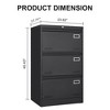 Metal Filing Cabinets with Lock Filing Cabinet Lateral File Cabinet 3 Drawer for Legal Letter A4 F4 Home Office Black One Size - 4 of 4