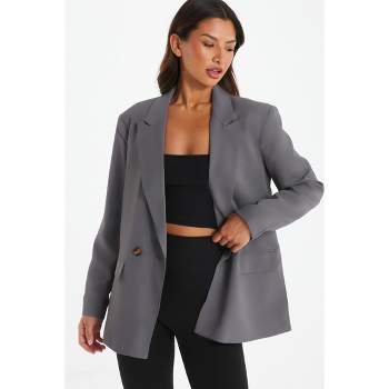 QUIZ Women's Woven Oversized Double-Breasted Tailored Blazer