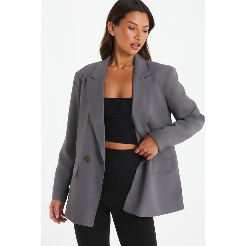 QUIZ Women's Woven Oversized Double-Breasted Tailored Blazer, 1 of 5