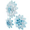 Olivia & May Set of 3 Metal Floral 3D Home Wall Decor Blue - 2 of 4