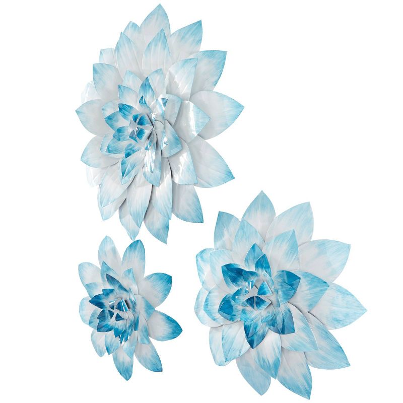 Set of 3 Metal Floral 3D Wall Decors Blue - The Novogratz, 2 of 7