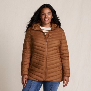 Lands' End Women's Outerwear Wanderweight Ultralight Packable Hooded Long Down Jacket - 1 of 4