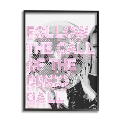 Stupell Industries Call Of The Disco Ball Phrase Framed Giclee Art
