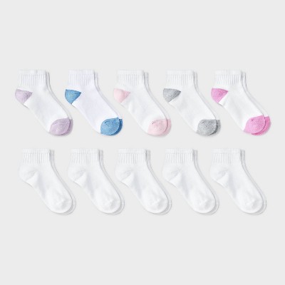 Girls' 10pk Ankle Socks - Cat & Jack™ White