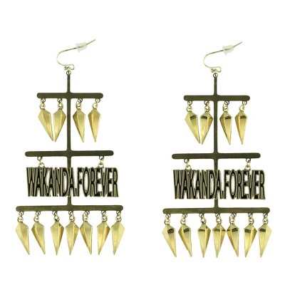 Marvel Black Panther Wakanda Forever Women's Claw Fashion Dangle Earrings Gold
