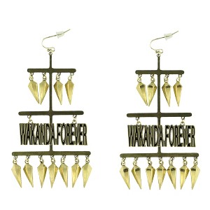 Marvel Black Panther Wakanda Forever Women's Claw Fashion Dangle Earrings Gold - 1 of 3