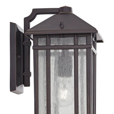 Bronze 19" Arts and Crafts Outdoor Wall Light with Seedy Glass