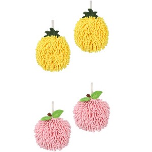 REGALWOVEN Soft Absorbent Fluffy Chenille Ball Bathroom Hand Towels with Wall Hook 4 Pack - 1 of 4
