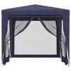 vidaXL Party Tent with 4 Mesh Sidewalls Blue 8.2'x8.2' HDPE - 3 of 4
